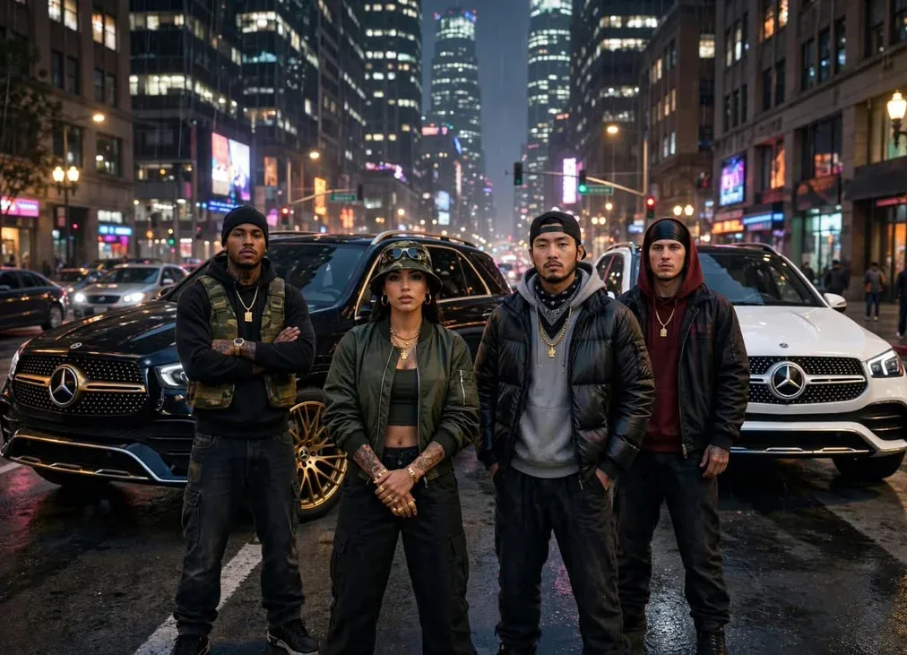 A Free City crew in the street